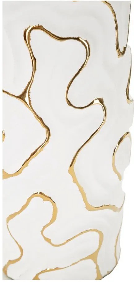 Fehér-aranyszínű kerámia váza (magasság 25 cm) Adore – Mauro Ferretti