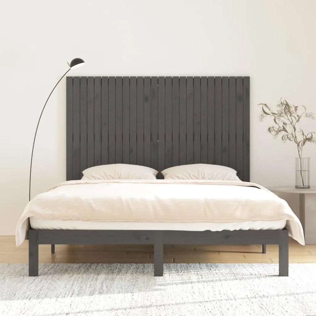 szürke tömör fenyőfa fali fejtámla 166 x 3 x 110 cm