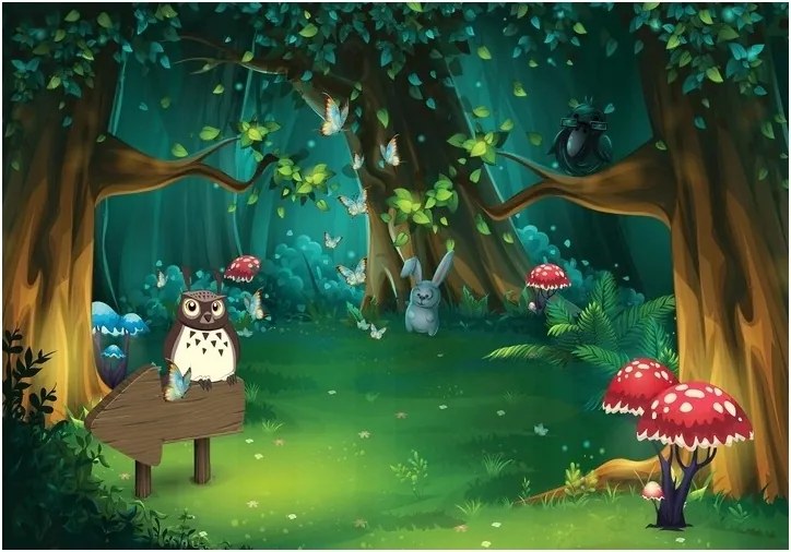 Fotótapéta Erdő Gyerekeknek Erdei Állatok Flizelin Tapéta 368x254