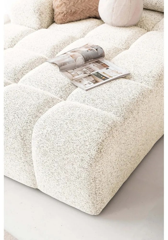 Krémszínű kinyitható tárolóhelyes moduláris sarokkanapé (bal oldali) Lulu – Miuform