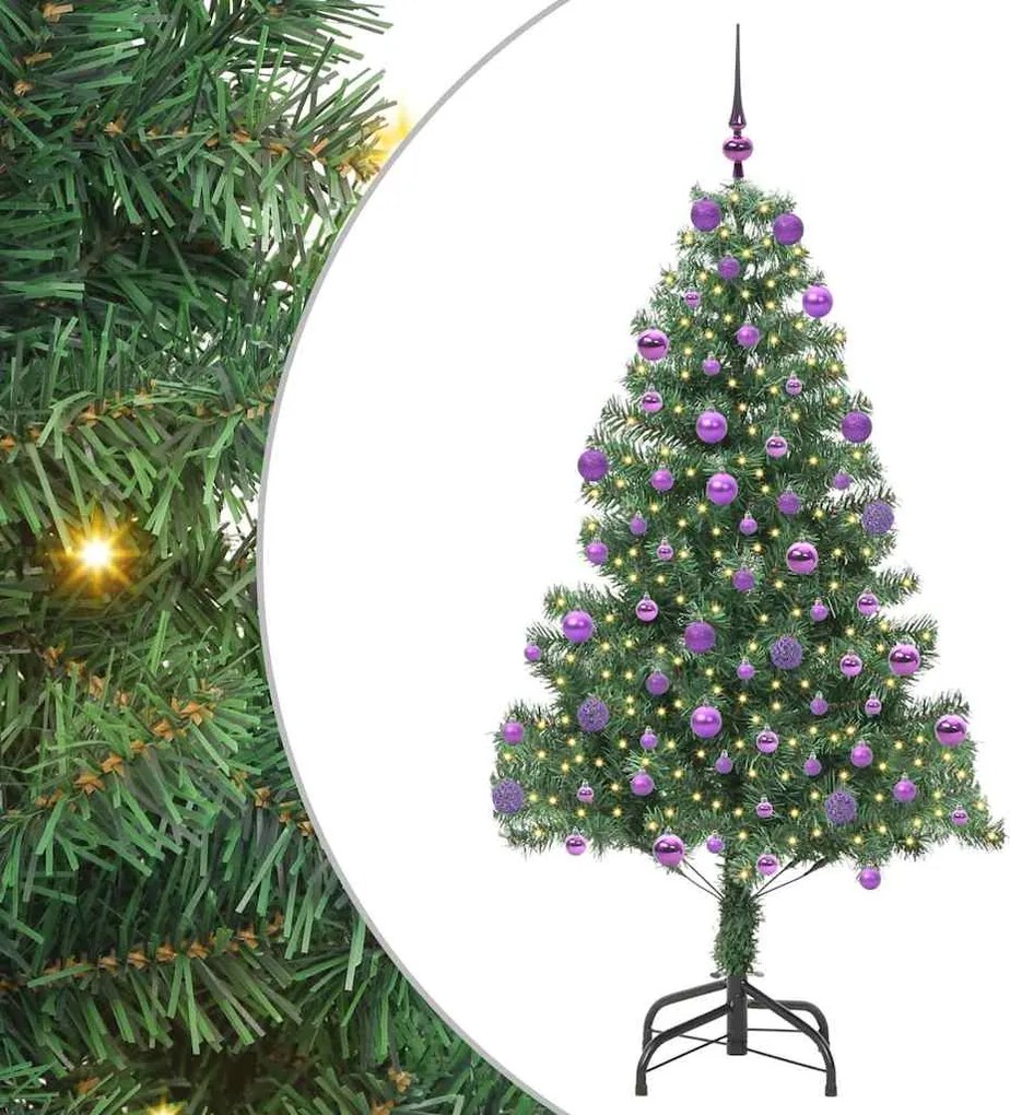 vidaXL Karácsonyfa 300 LED-del állvánnyal Zöld 210 cm PVC