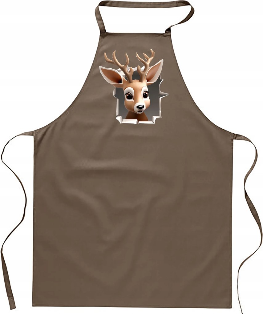 Konyhai Kötény pamut bézs lyuk Rénszarvas szarvas Rudolf FA_480_b