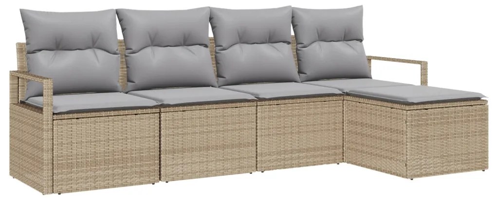 Kerti Kanapé Szett párnával 5 pcs Beige és Világosszürke