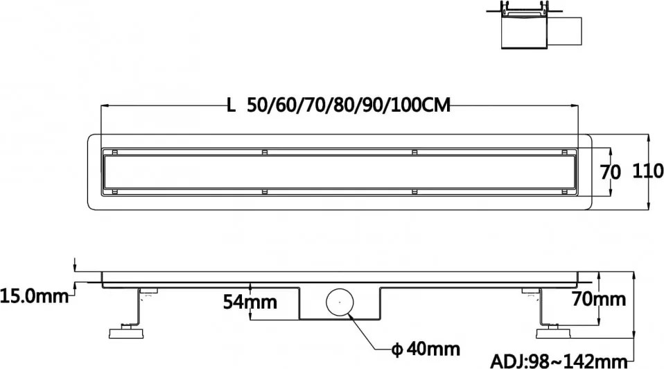 stellman zuhanylefolyó 70cm zuhanytálcához arany rozsdamentes acél