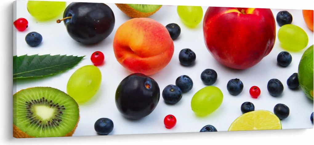 Vízcseppekkel ellátott gyümölcs képe (120x50 cm)