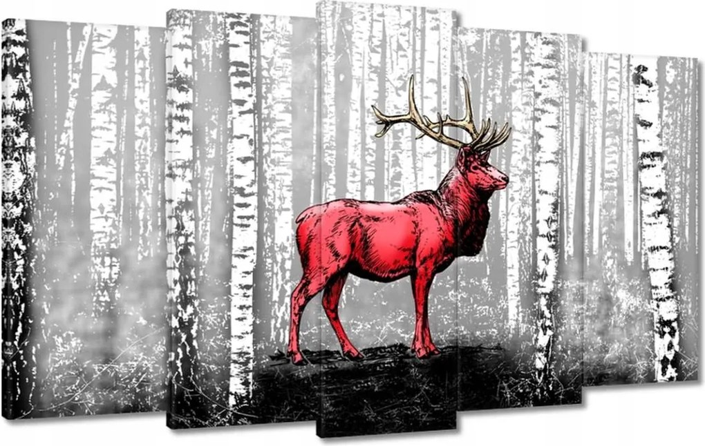 Vászonkép 100x60 Szarvas Nyírfa Erdő