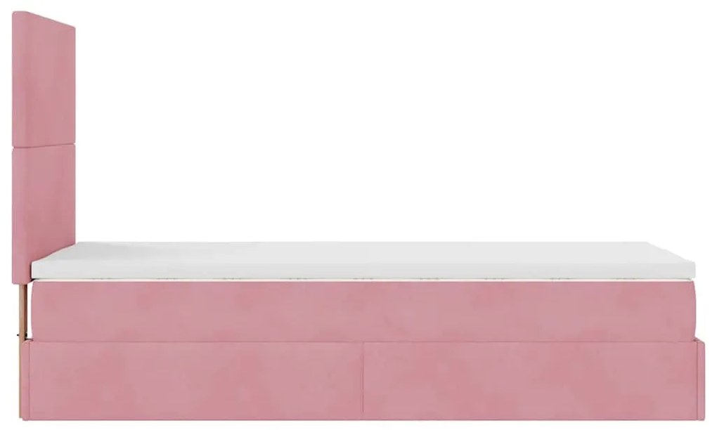 Ottomán ágykeret matracokkal rózsaszín 80x200cm bársony