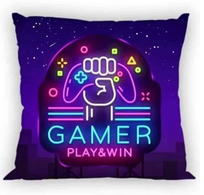 Gamer Neon párnahuzat 40x40 cm
