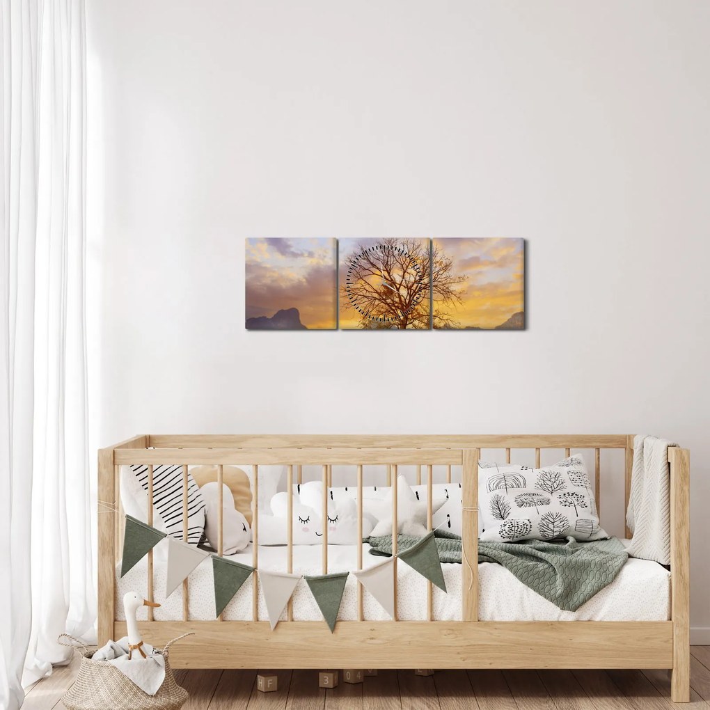 Kép - Táj napraforgóval (órával) (90x30 cm)