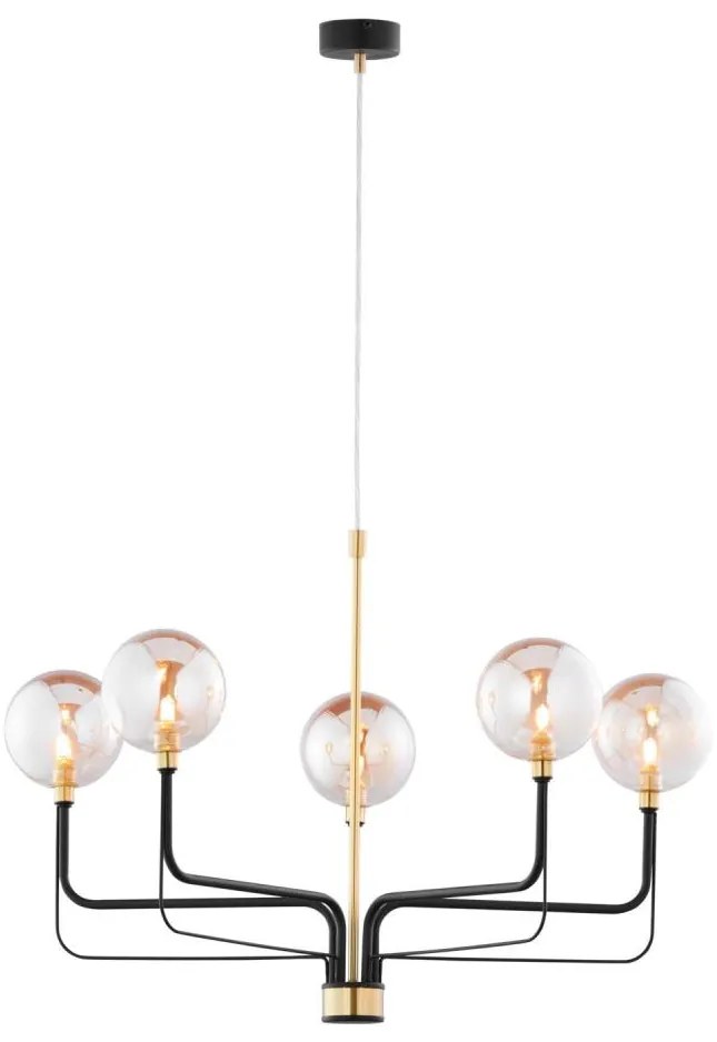 Jupiter 1886 - Kábelre függesztett csillár ERIS 5xG9/14W/230V arany/fekete/füstös bézs