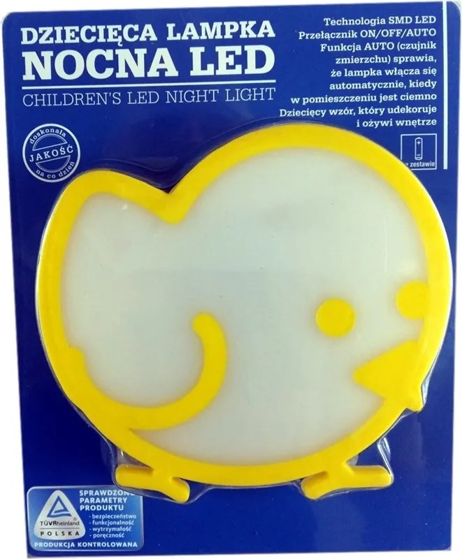 Led éjszakai lámpa, csibe formájú, gyerekeknek, 10.5x9.5cm, alkonyatérzékelővel