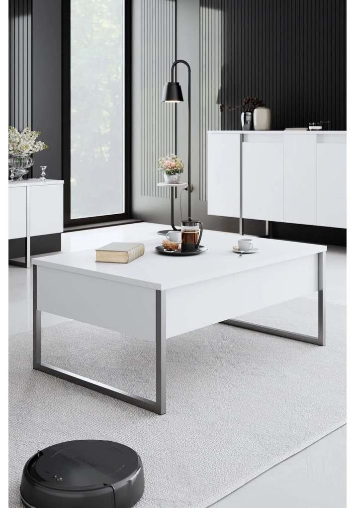Dohányzóasztal Luxe - White, Silver