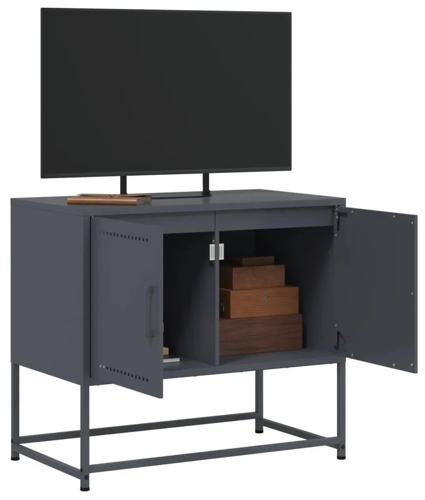 antracitszürke acél TV-szekrény 68,5x39x60,5 cm