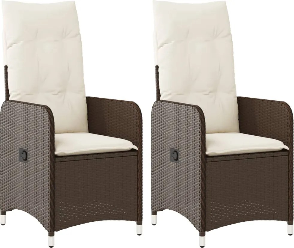 vidaXL 2 db barna polyrattan dönthető kerti szék párnákkal