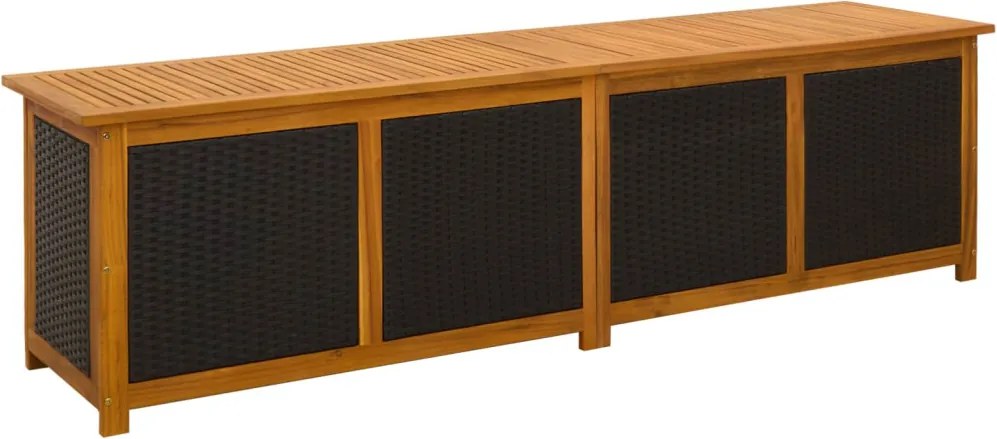 vidaXL Kerti Tároló Doboz 185 L Tömör Akácfa 200 x 50 x 56 cm Fekete