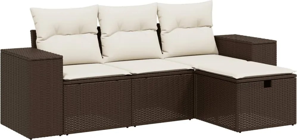 vidaXL 4 részes barna polyrattan kerti ülőgarnitúra párnákkal