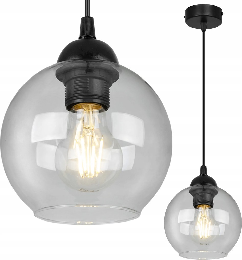 Függő Mennyezeti Lámpa Csillár Egyszeres Üveggömb Átlátszó Loft