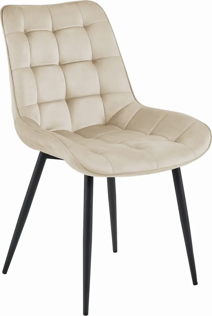 AKCIÓ Bézs bársony szék BERA fekete lábakkal II. osztály