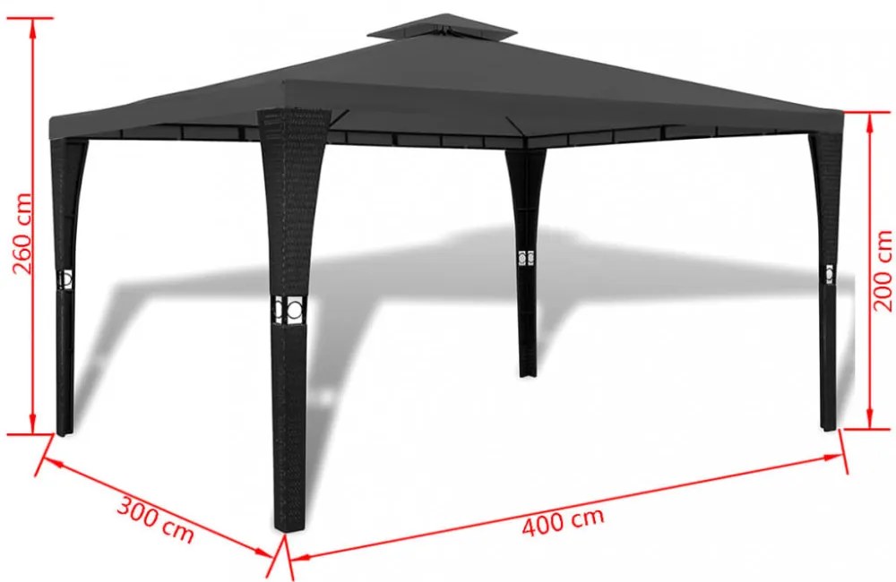 sötétszürke pavilon tetővel 3 x 4 m