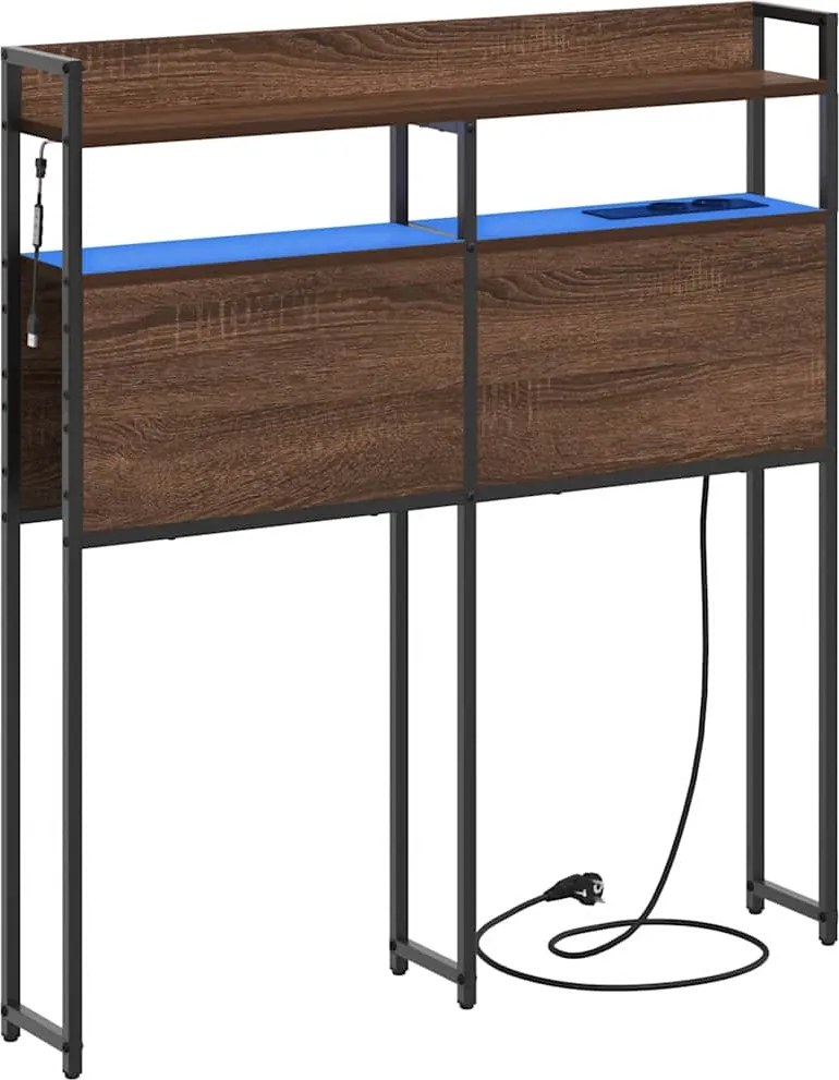 vidaXL Tároló fejtámla polcokkal fejtámlával barna tölgy 90 cm Faanyag