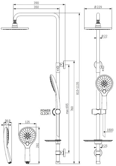 BATH DELUXE 31-120-02-02-00 - Zuhany készlet MARTOFTE matt fekete