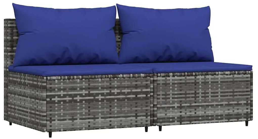 3 részes szürke polyrattan kerti ülőgarnitúra párnákkal