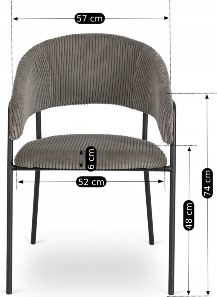 Szék szürke színben, kordbársony kárpittal. TINKA