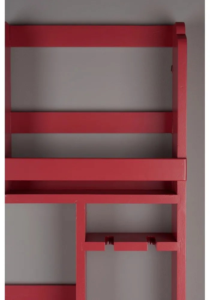 Piros fali kaucsukfa bortartó polcos állvány, palackok száma 12 80x120x10 cm Myron – Dutchbone