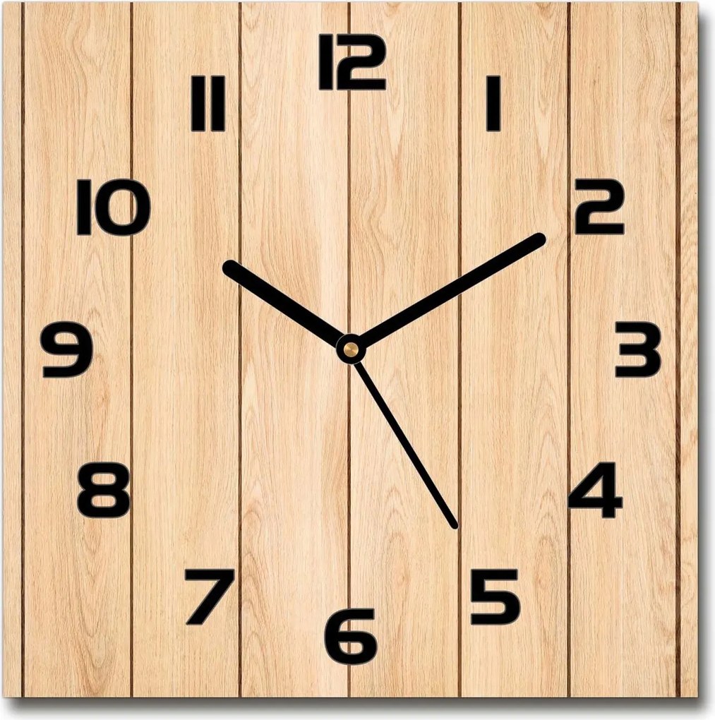 Csendes üveg falióra Fa háttér 30x30 cm