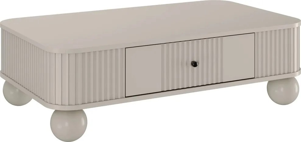 Vesper dohányzóasztal 103x60 cm fiókkal - kasmír / fekete fogantyú / gömb lábak