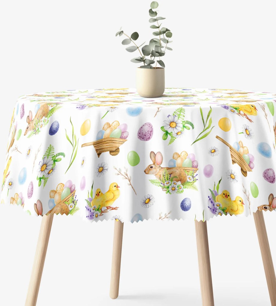 Goldea húsvéti kör alakú teflonos terítő - húsvéti szimbólumok Ø 120 cm