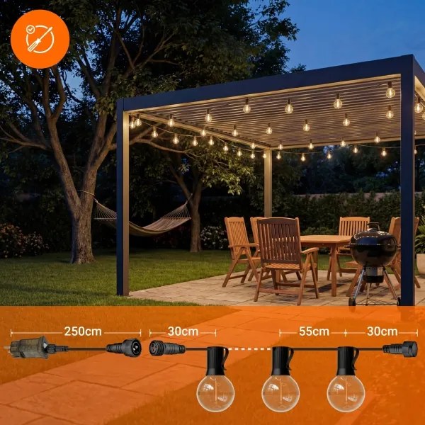 LED Stm kültéri dekorációs fényfüzér 36xE12/1W/24/230V 22,35 m IP65 fekete + távirányító