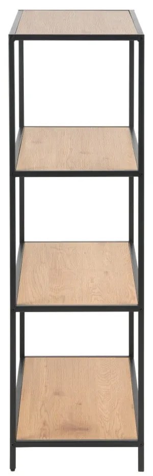 Fekete-natúr színű könyvespolc tölgyfa dekorral 77x114 cm Seaford – Actona
