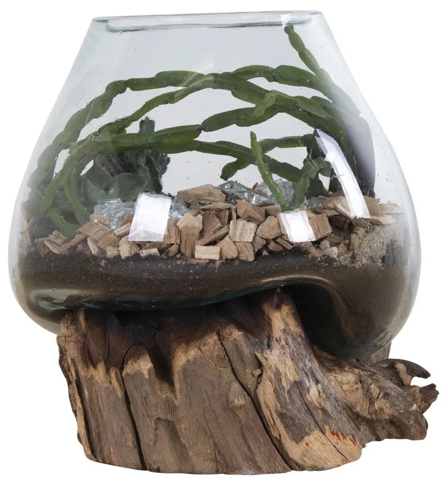 San Marino vízcsepp asztali dekoráció, teak fa/üveg, 20 cm