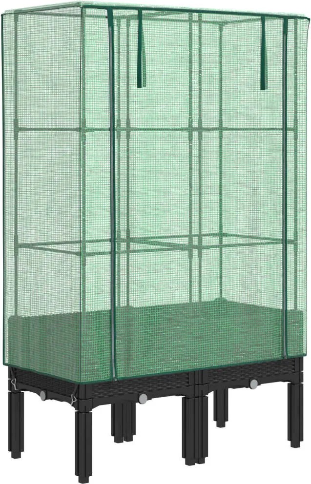 vidaXL rattan megjelenésű magaságyás melegháztakaróval 80x40x140 cm