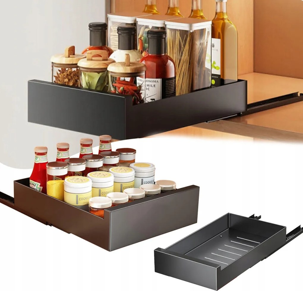 43 cm-es kihúzható teleszkópos fiókos szekrény szénacél konyhai