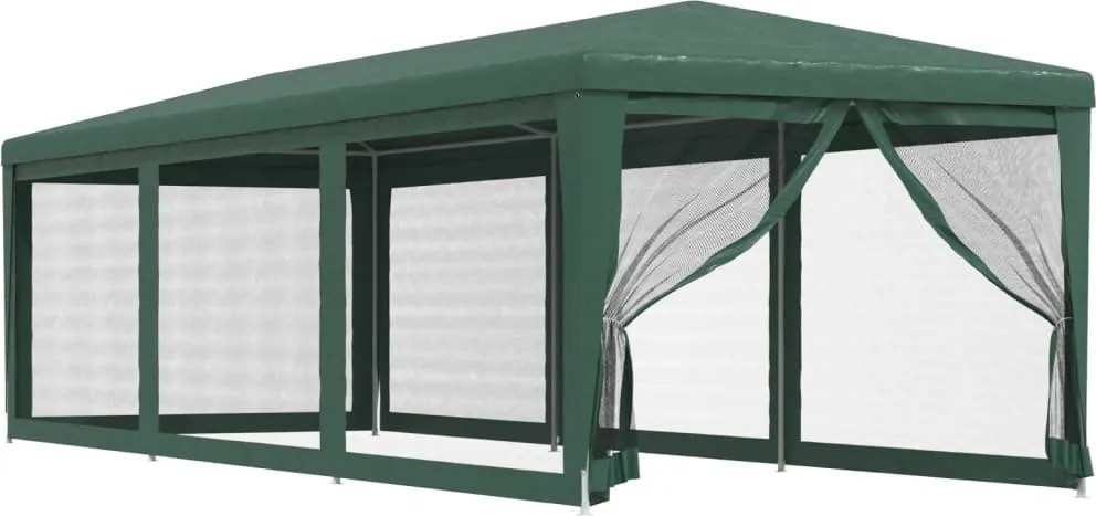 vidaXL zöld HDPE rendezvénysátor 8 hálós oldalfallal 3x9 m