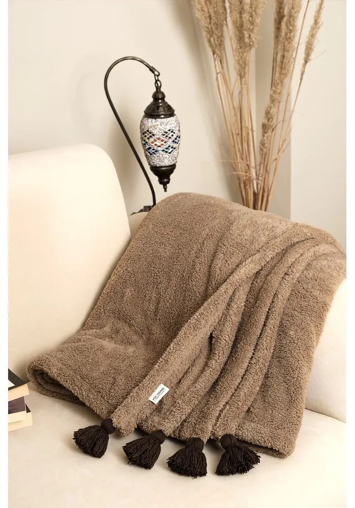 Barna mikroplüss ágytakaró franciaágyra 200x220 cm Pufffy – Mijolnir