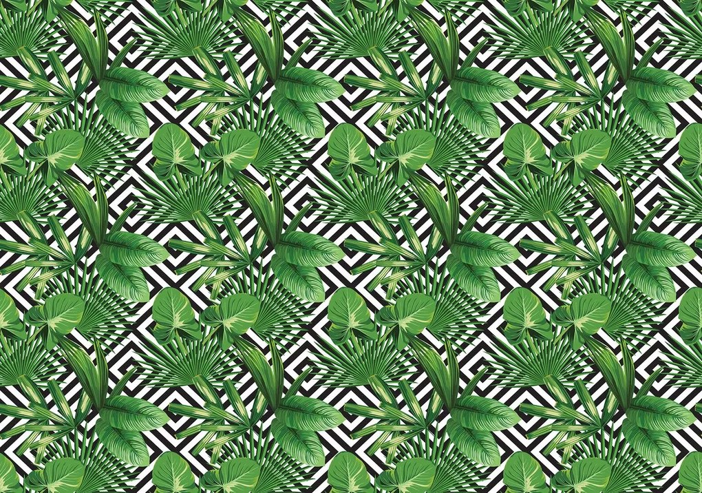 Fotótapéta - Geometria és levelek (152,5x104 cm)