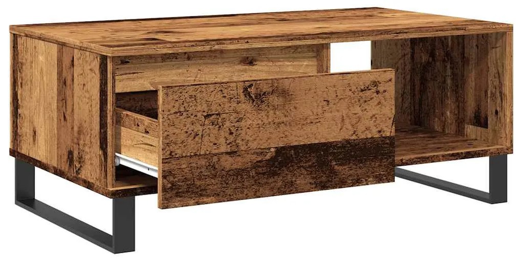 Antik fa színű szerelt fa dohányzóasztal 90 x 50 x 36,5 cm