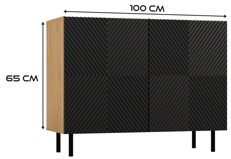 MIX Kama 2 komód, tölgy-fekete