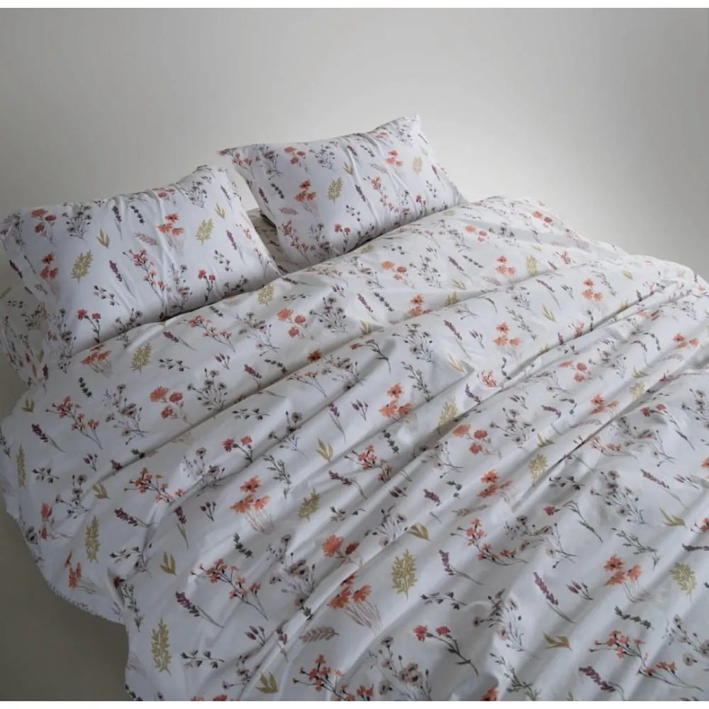 Fehér kétszemélyes-hosszabbított renforcé pamut ágyneműhuzat 240x220 cm Floral Dance Autumn – Mila Home Luxury