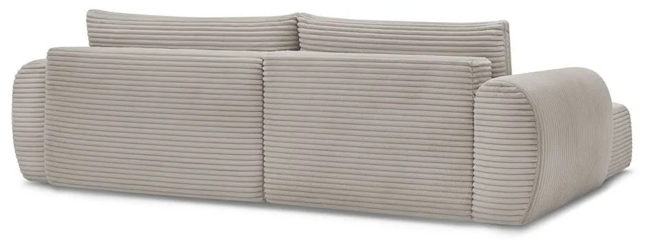 Világosszürkés bézs kordbársony kinyitható sarokkanapé (bal oldali) Lucien – Bobochic Paris