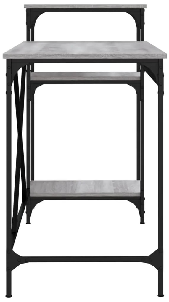 szürke sonoma fa és vas íróasztal polcokkal 135x50x90 cm