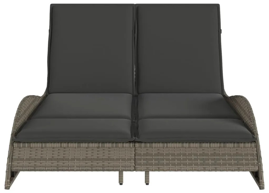 Szürke polyrattan napozóágy párnákkal 114x205x73 cm