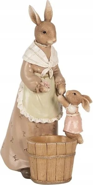 Dísznyúl nő ruhában kis nyúllal 13*10*24 cm