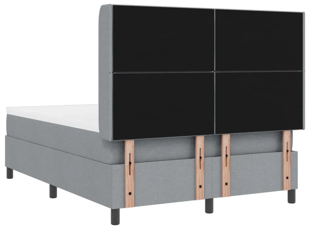 Boxspring Ágy Matracra & LED Fénnyel Világosszürke 140x200 cm Szövet