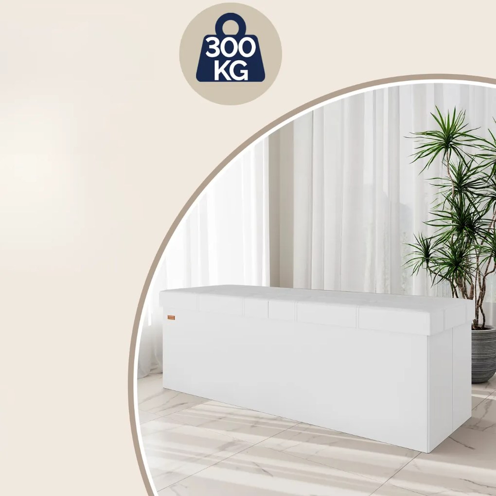 BELLA tárolós puff, 115x40x40cm, fehér Casaria