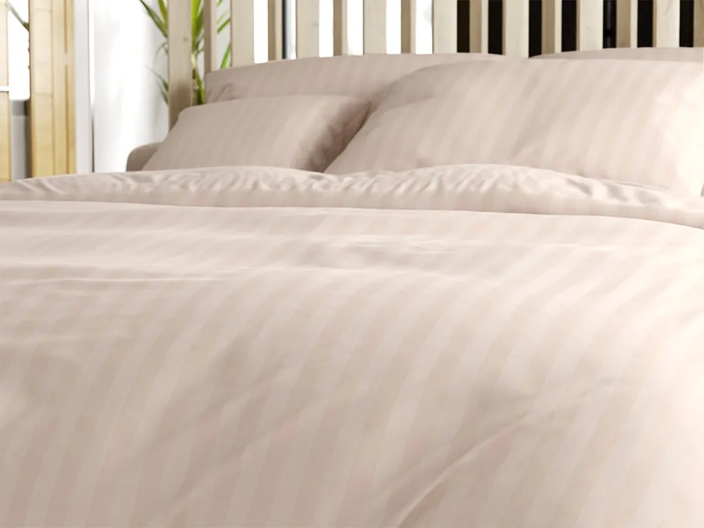 JASMINE mikroszálas ágyneműhuzat, pezsgőszínű – 2 cm-es csíkos, szállodai zsebes Ágyneműhuzat mérete: 70 x 90 cm | 140 x 200 cm