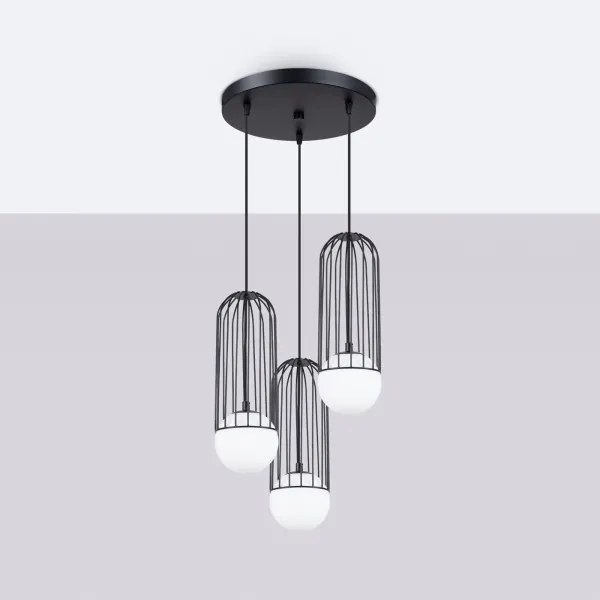 Sollux SL.1336 - Csillár zsinóron BRINA 3xG9/8W/230V fekete